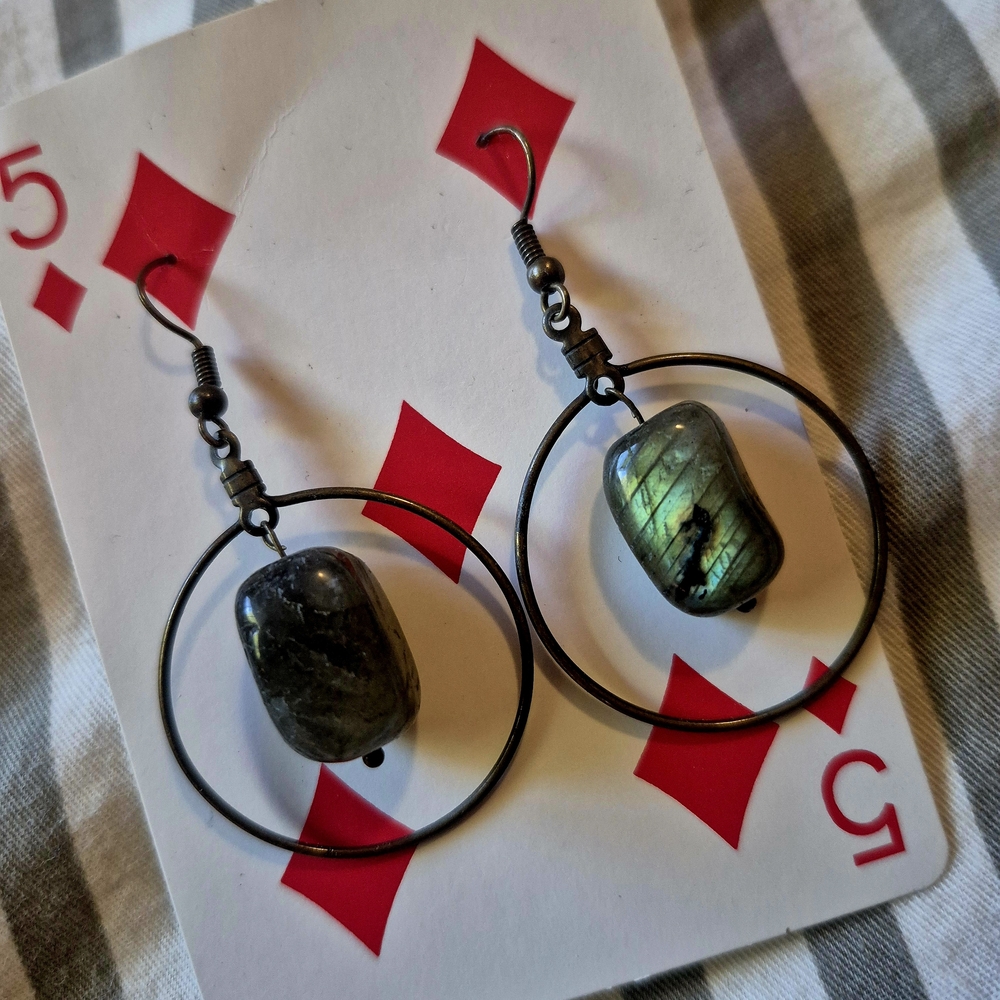 Elegant Labradorite Hoop Earrings